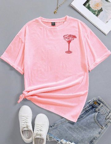 Tricou SHEIN CURVE, roz