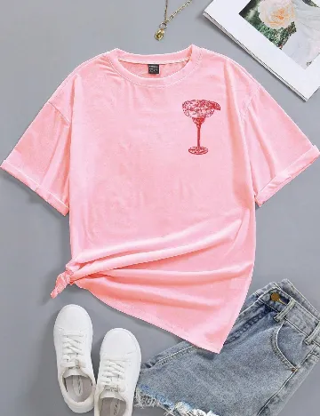 Tricou SHEIN CURVE, roz