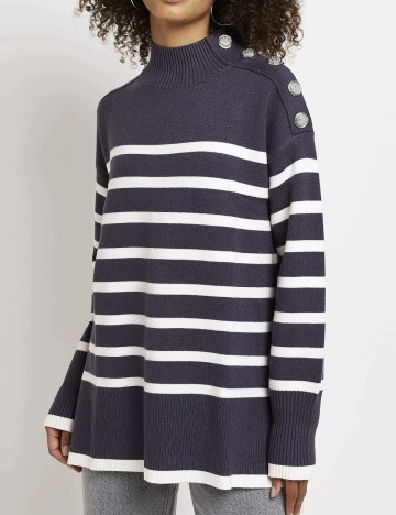 Pulover River Island, albastru/alb