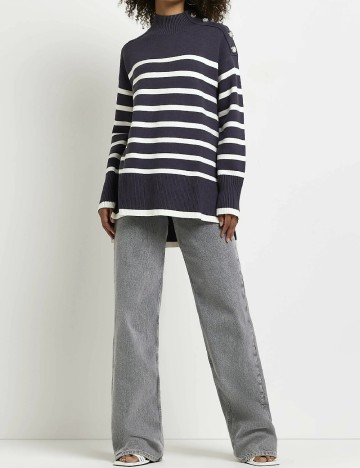 Pulover River Island, albastru/alb