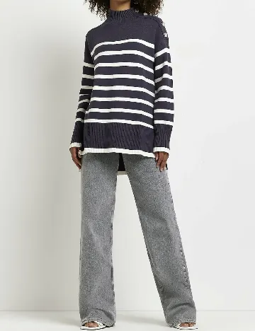 Pulover River Island, albastru/alb