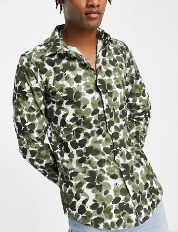 Camasa Devil s Advocate, verde/alb