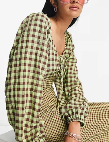 Rochie medie Y.A.S, verde/maro