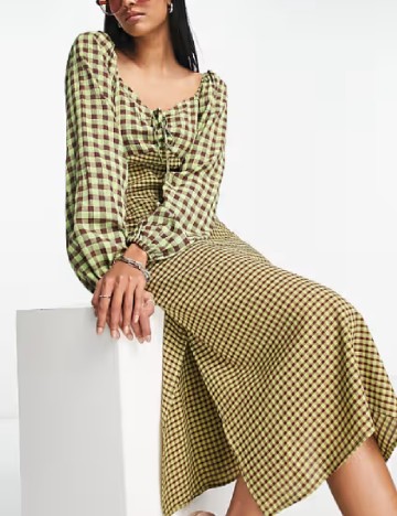 Rochie medie Y.A.S, verde/maro