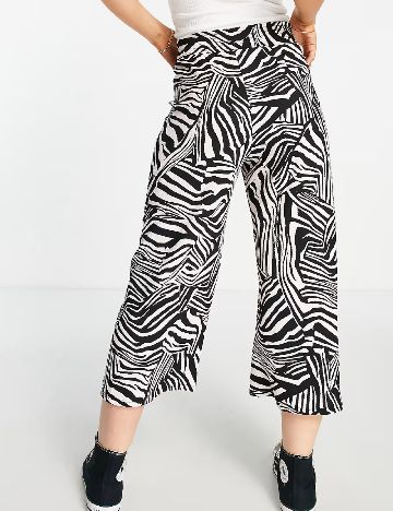 Pantaloni River Island, alb/negru