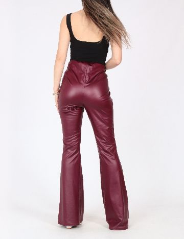 Pantaloni imitatie de piele River Island, visiniu