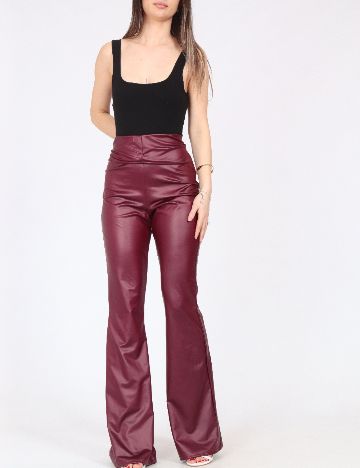 Pantaloni imitatie de piele River Island, visiniu