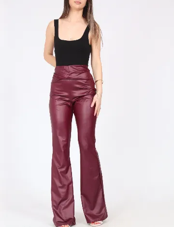 Pantaloni imitatie de piele River Island, visiniu