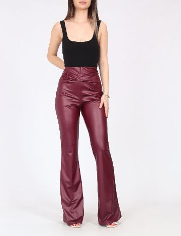 Pantaloni imitatie de piele River Island, visiniu