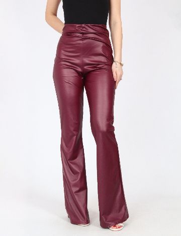 Pantaloni imitatie de piele River Island, visiniu