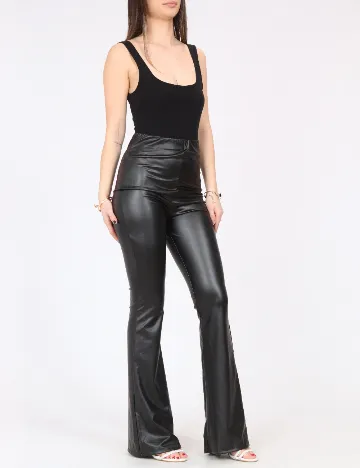 Pantaloni imitatie de piele River Island, negru