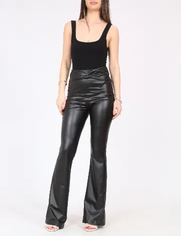 Pantaloni imitatie de piele River Island, negru