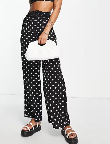 Pantaloni Lola May, negru/alb