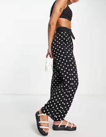 Pantaloni Lola May, negru/alb