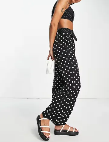 Pantaloni Lola May, negru/alb