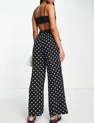 Pantaloni Lola May, negru/alb