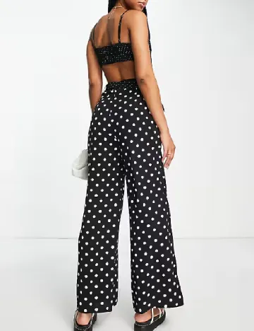 Pantaloni Lola May, negru/alb