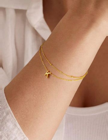 Bratara litera R SHEIN, auriu