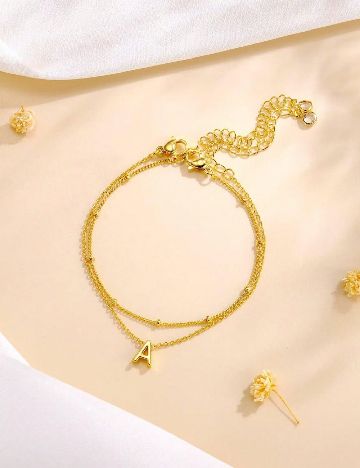 Bratara litera R SHEIN, auriu