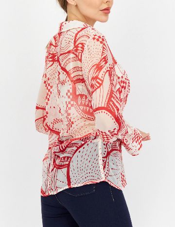 Camasa River Island, rosu/crem