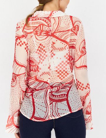 Camasa River Island, rosu/crem