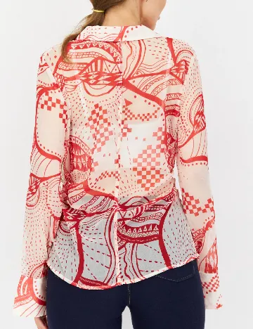 Camasa River Island, rosu/crem