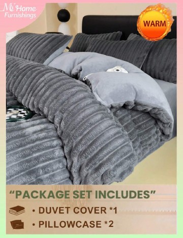 Set lenjerie de pat 3 piese SHEIN, gri