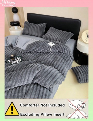 Set lenjerie de pat 3 piese SHEIN, gri