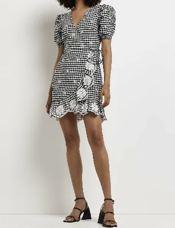 Rochie scurta River Island, alb/negru