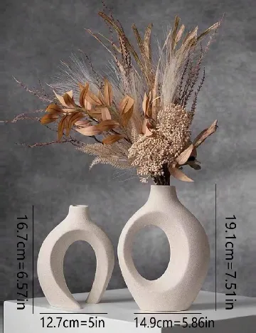 Set vaze decorative 2 bucati SHEIN, ecru