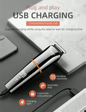 Masina de tuns Kemei, gri