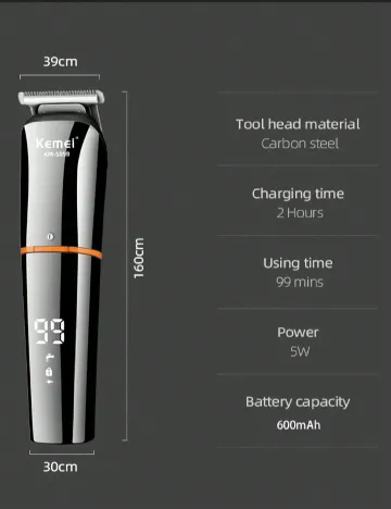 Masina de tuns Kemei, gri