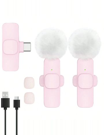 Microfon lavaliera wireless SHEIN, roz