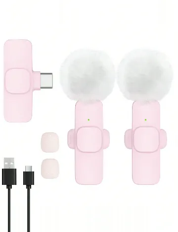 Microfon lavaliera wireless SHEIN, roz