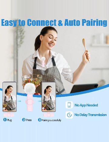 Microfon lavaliera wireless SHEIN, roz