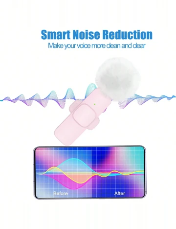 Microfon lavaliera wireless SHEIN, roz