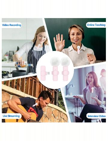 Microfon lavaliera wireless SHEIN, roz