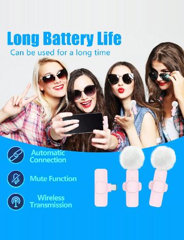 Microfon lavaliera wireless SHEIN, roz