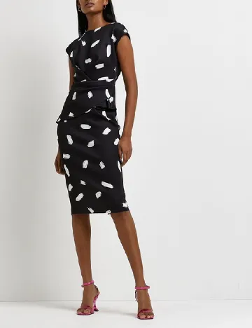 Rochie scurta River Island, negru/alb