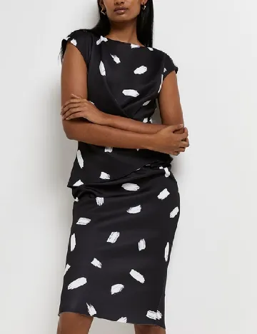 Rochie scurta River Island, negru/alb