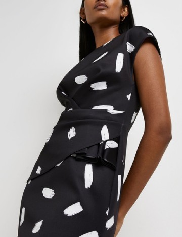Rochie scurta River Island, negru/alb