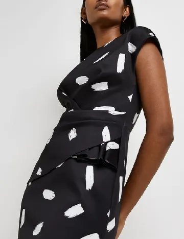 Rochie scurta River Island, negru/alb