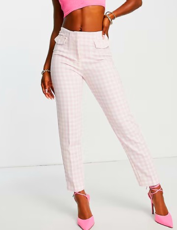 Pantaloni River Island, alb/roz