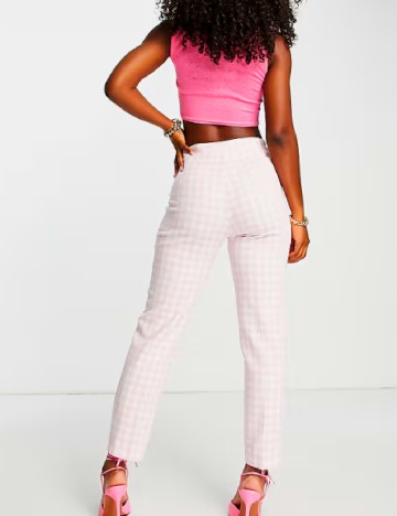 Pantaloni River Island, alb/roz