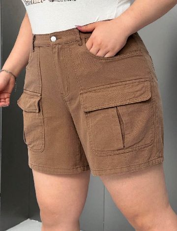 Pantaloni scurti SHEIN CURVE, maro