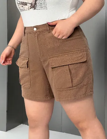 Pantaloni scurti SHEIN CURVE, maro