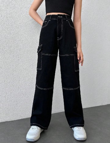 Pantaloni Shein Kids, negru