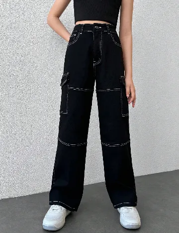 Pantaloni Shein Kids, negru