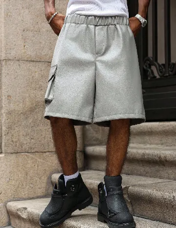 Pantaloni imitatie de piele SHEIN, gri