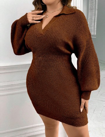 Rochie scurta SHEIN CURVE, maro